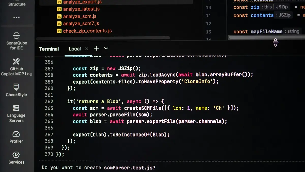 Source code and a terminal in a dark-themed editor